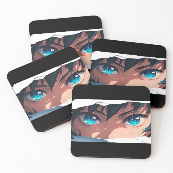 Item preview, Giyu Tomioka Demon Slayer Blue Eyes Stoic Torn Paper Peek Closeup designed and sold by PMartistStudio.