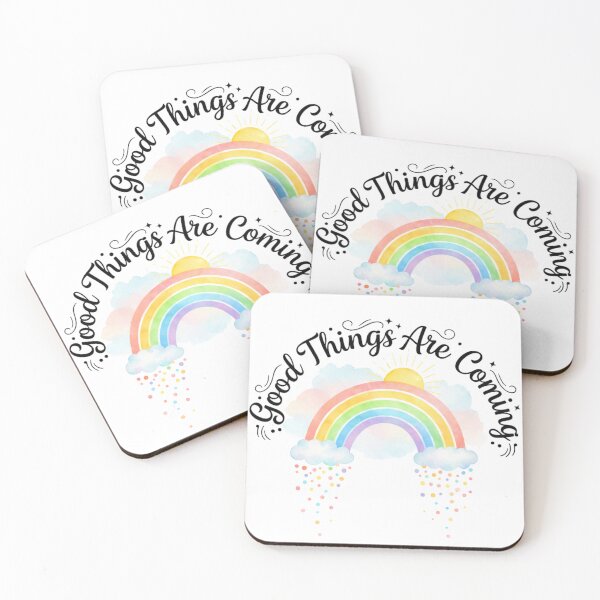 Item preview, Good Things Are Coming – Rainbow Positive Quote Illustration designed and sold by MarselArt.