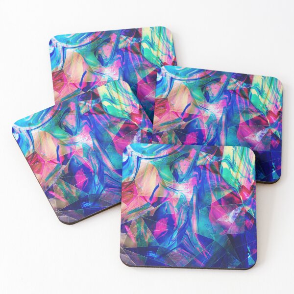 Item preview, Neon Geometric Fluid Abstract - Blue and Pink Marble Art designed and sold by NickDedidis.