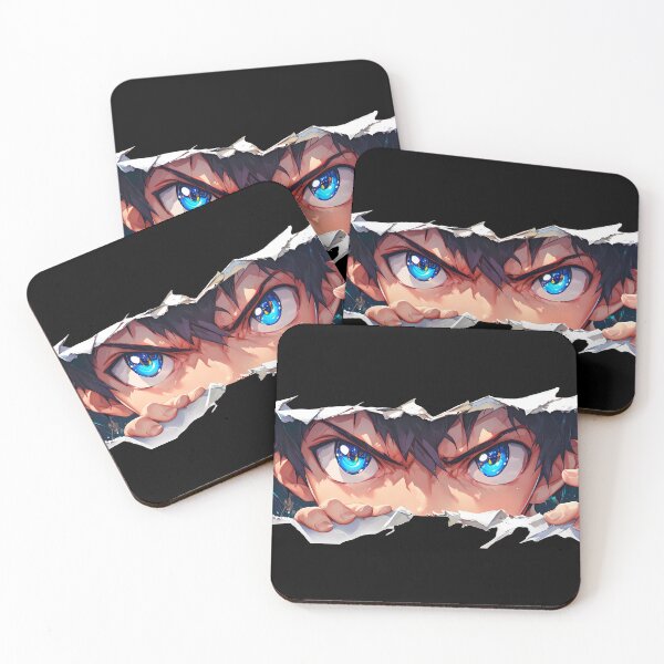 Item preview, Rin Okumura Blue Exorcist Intense Blue Eyes Torn Paper Peek designed and sold by PMartistStudio.