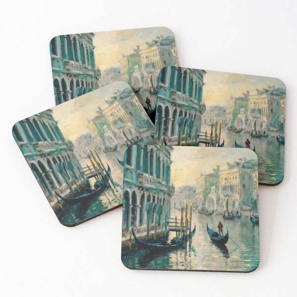 Item preview, Monet Venice Canal Painting – Impressionist Gondola Wall Art Reproduction designed and sold by Tamas Das.