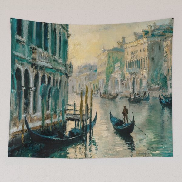 Item preview, Monet Venice Canal Painting – Impressionist Gondola Wall Art Reproduction designed and sold by Tamas Das.