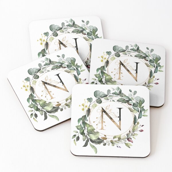 Item preview, Greenery Botanical Wreath, floral monogram letter N  designed and sold by Marty Party .