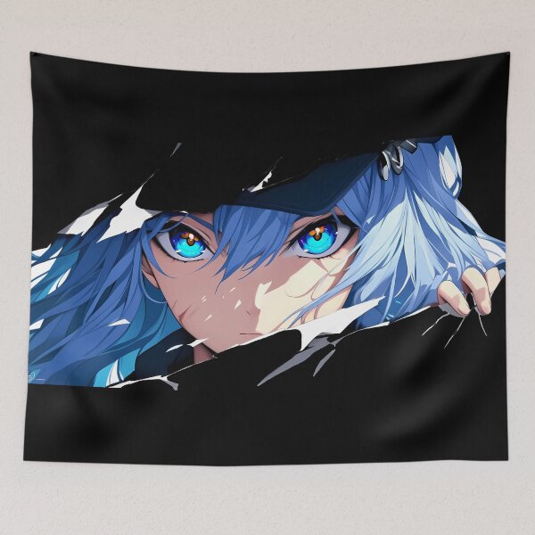 Item preview, Esdeath Akame Ga Kill Torn Paper Eyes Peeker Ice Blue Gaze designed and sold by PMartistStudio.