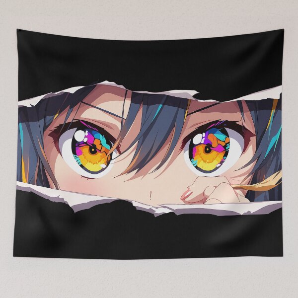Item preview, Akame Akame Ga Kill Torn Paper Eyes Peeker Neon Color Gaze designed and sold by PMartistStudio.