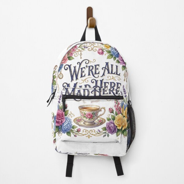Item preview, We're All Mad Here - Alice in Wonderland Vintage Floral Teacup Illustration designed and sold by Rose Collection Shop.