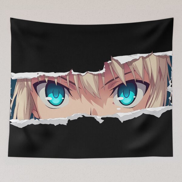 Item preview, Saber Fate Stay Night Torn Paper Eyes Peeker Cyan Eyes Focus designed and sold by PMartistStudio.