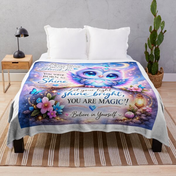 Item preview, You Were Born to Shine Owl – Cute Pastel Inspirational Quote Art, Magical Fantasy Aesthetic designed and sold by SoulInspiredStudios.