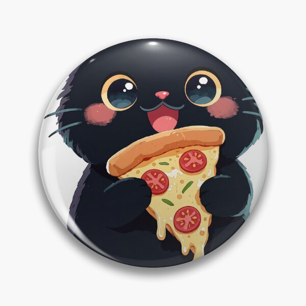 Item preview, Cute black cat kawaii pizza addict designed and sold by EpicBoing.