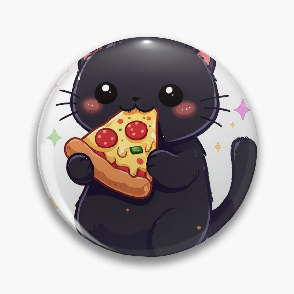 Item preview, Cute black cat kawaii pizza addict designed and sold by EpicBoing.