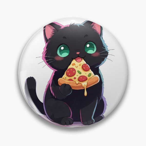 Item preview, Cute black cat kawaii pizza addict designed and sold by EpicBoing.