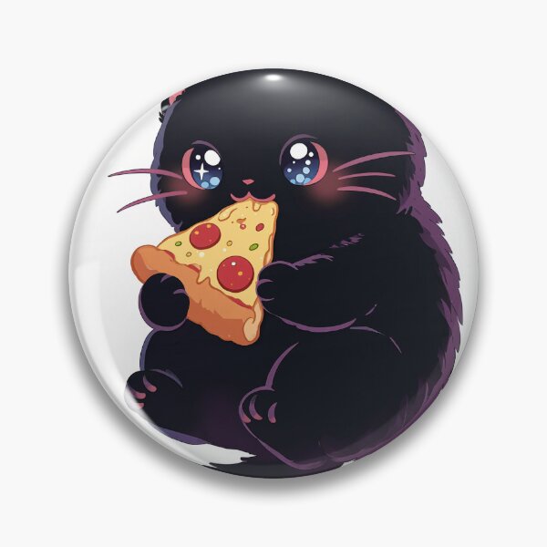 Item preview, Cute black cat kawaii pizza addict designed and sold by EpicBoing.