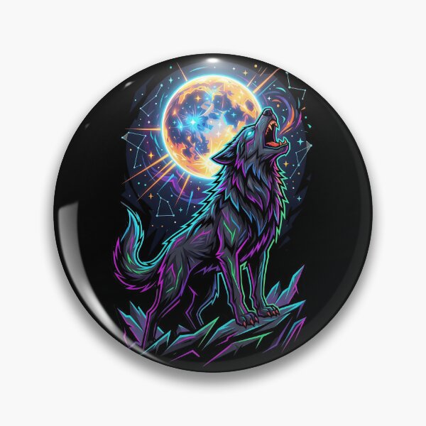Item preview, Neon Wolf Howling at Full Moon designed and sold by QuirkySpark.