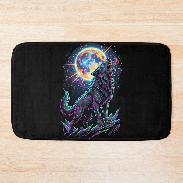 Item preview, Neon Wolf Howling at Full Moon designed and sold by QuirkySpark.