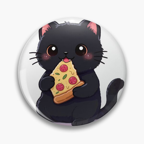 Item preview, Cute black cat kawaii pizza addict designed and sold by EpicBoing.