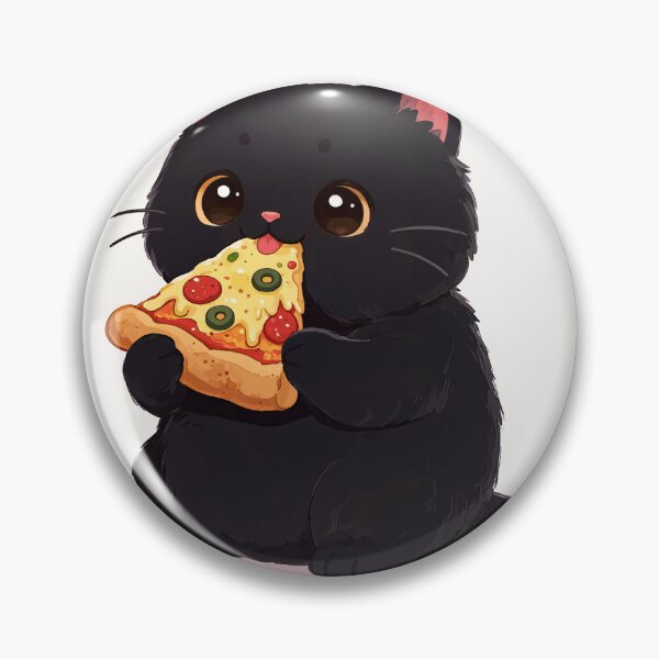 Item preview, Cute black cat kawaii pizza addict designed and sold by EpicBoing.