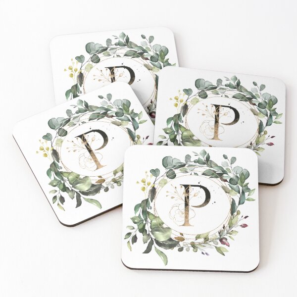 Item preview, Greenery Botanical Wreath, floral monogram letter P  designed and sold by Marty Party .