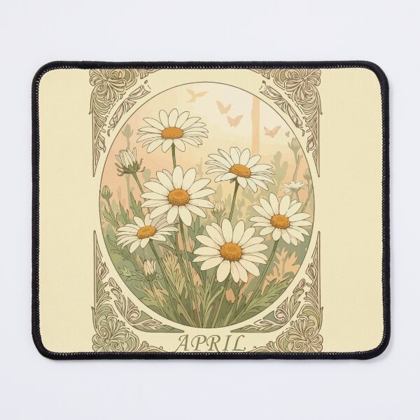 Item preview, Radiant April Daisy Motif Art Nouveau Illustration designed and sold by taiche.