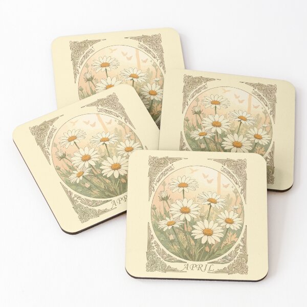 Item preview, Radiant April Daisy Motif Art Nouveau Illustration designed and sold by taiche.