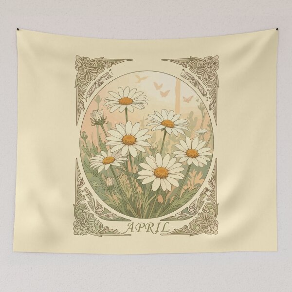 Item preview, Radiant April Daisy Motif Art Nouveau Illustration designed and sold by taiche.