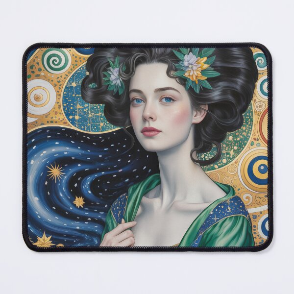 Item preview, Art Nouveau Celestial Woman Portrait – Gold Ornamental Cosmic Klimt Style Art designed and sold by Tamas Das.