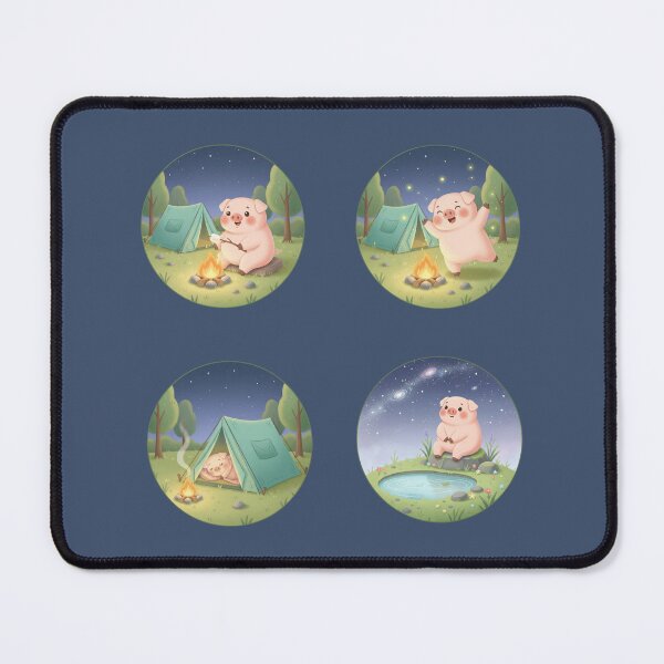 Item preview, Cute Camping Pig Collection – Cozy Campfire, Sleeping, Dancing & Nature Pig Illustration designed and sold by LavinyArt.