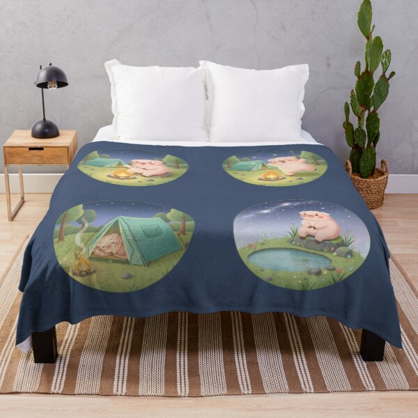 Item preview, Cute Camping Pig Collection – Cozy Campfire, Sleeping, Dancing & Nature Pig Illustration designed and sold by LavinyArt.