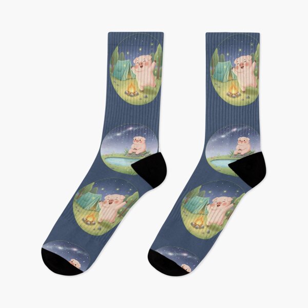 Item preview, Cute Camping Pig Collection – Cozy Campfire, Sleeping, Dancing & Nature Pig Illustration designed and sold by LavinyArt.
