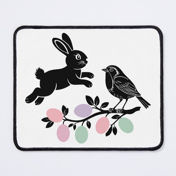 Item preview, Silhouette Easter Bunny With Colourful Egg Spring Flowers illustration designed and sold by Working Pajama.