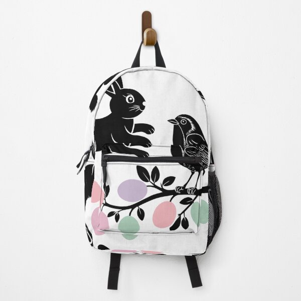 Item preview, Silhouette Easter Bunny With Colourful Egg Spring Flowers illustration designed and sold by Working Pajama.