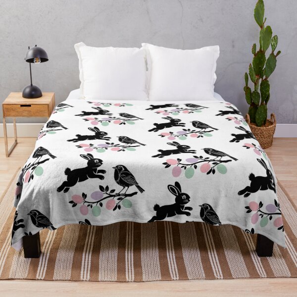 Item preview, Silhouette Easter Bunny With Colourful Egg Spring Flowers illustration designed and sold by Working Pajama.