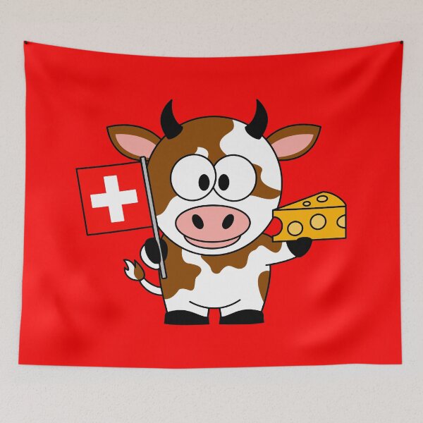 Item preview, Cow with Swiss flag designed and sold by QuanntixArt.