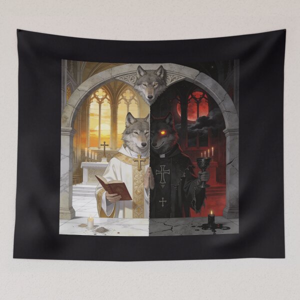 Item preview, Catholic Satanist — Sacred Duality Dark Wolf Art designed and sold by GeoWhimsy Studio.