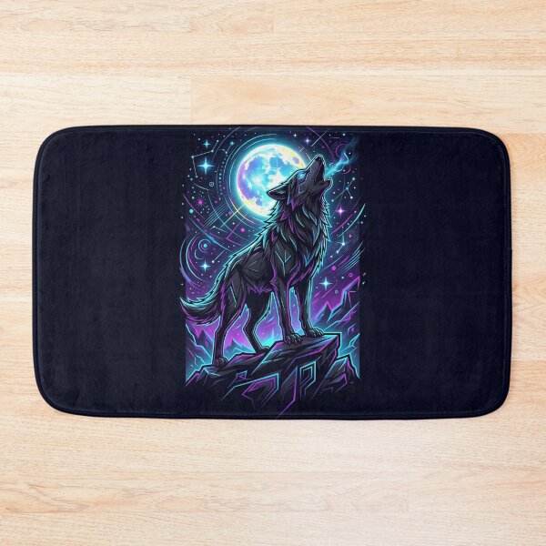 Item preview, Futuristic Neon Wolf Howling at Full Moon designed and sold by QuirkySpark.