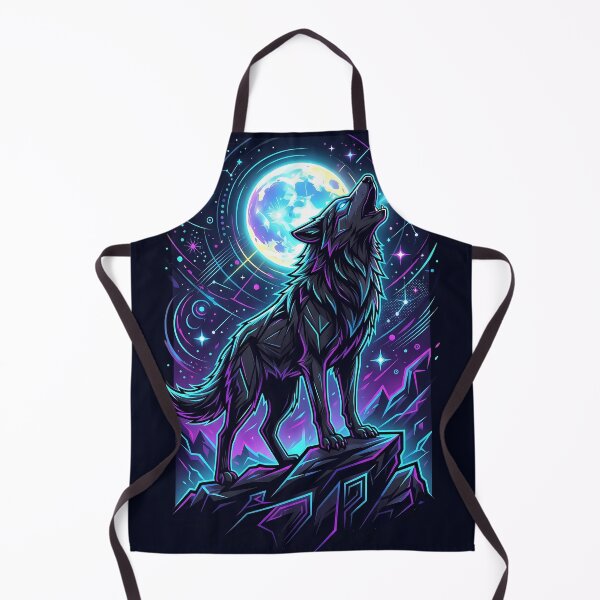 Item preview, Futuristic Neon Wolf Howling at Full Moon designed and sold by QuirkySpark.