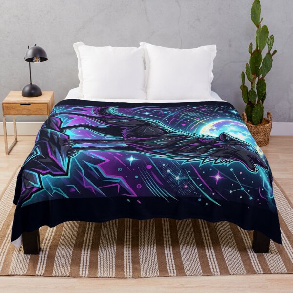 Item preview, Futuristic Neon Wolf Howling at Full Moon designed and sold by QuirkySpark.
