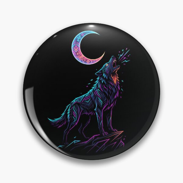 Artikelvorschau, Neonschwarzer Wolf heult den Mond an entworfen und verkauft von QuirkySpark.