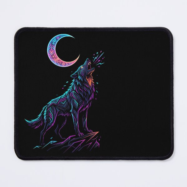 Item preview, Neon Black Wolf Howling at the Moon designed and sold by QuirkySpark.