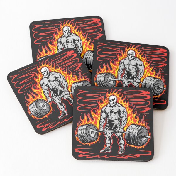 Item preview, skeleton on fire bodybuilding sport skull warrior  designed and sold by madevdine.