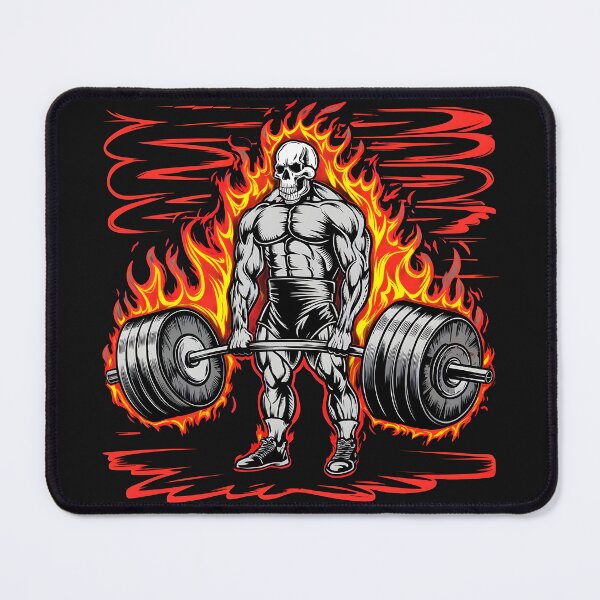 Item preview, skeleton on fire bodybuilding sport skull warrior designed and sold by madevdine.