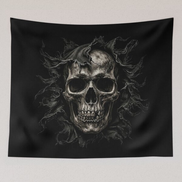 Item preview, Skull Bursting Through Torn Black Fabric designed and sold by Zippy Creation.