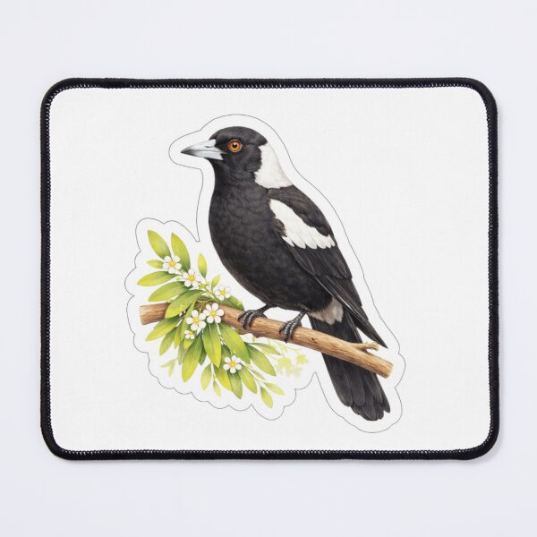 Item preview, Australian Magpie – Whimsical Bird on Branch Illustration designed and sold by BirdsRbeautiful.