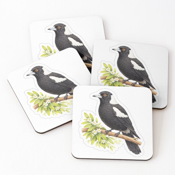 Item preview, Australian Magpie – Whimsical Bird on Branch Illustration designed and sold by BirdsRbeautiful.
