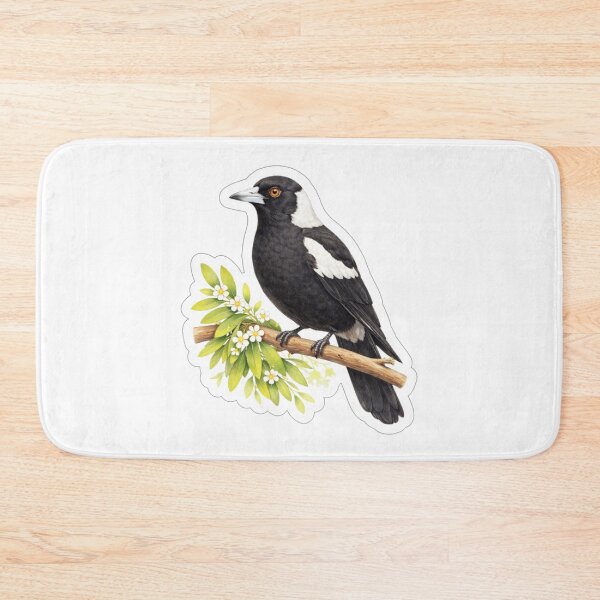 Item preview, Australian Magpie – Whimsical Bird on Branch Illustration designed and sold by BirdsRbeautiful.