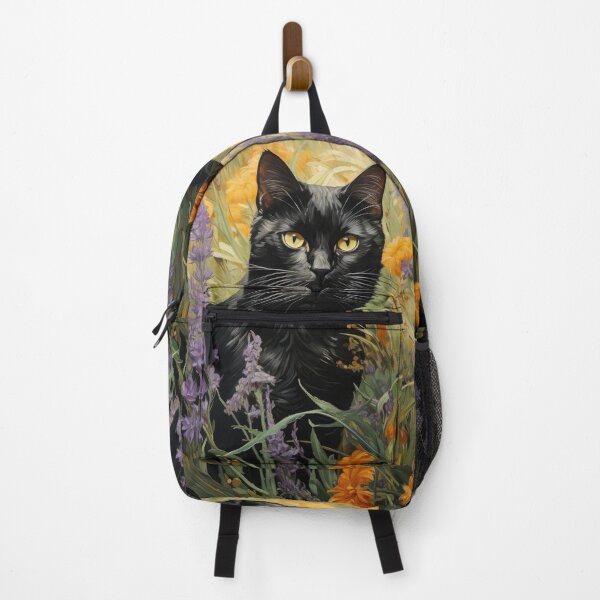 Item preview, Black Cat in Wildflower Meadow designed and sold by Erika Kaisersot.