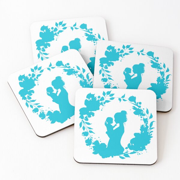 Item preview, Motherhood Bond Cyan Silhouette Floral Wreath New Mom designed and sold by BigStar-Cart.