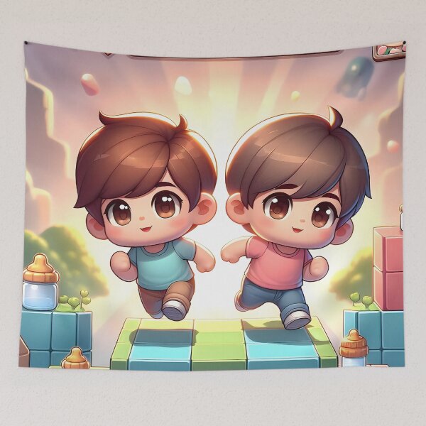 Item preview, Cute Brothers Video Game Adventure designed and sold by AI-Only Creations.