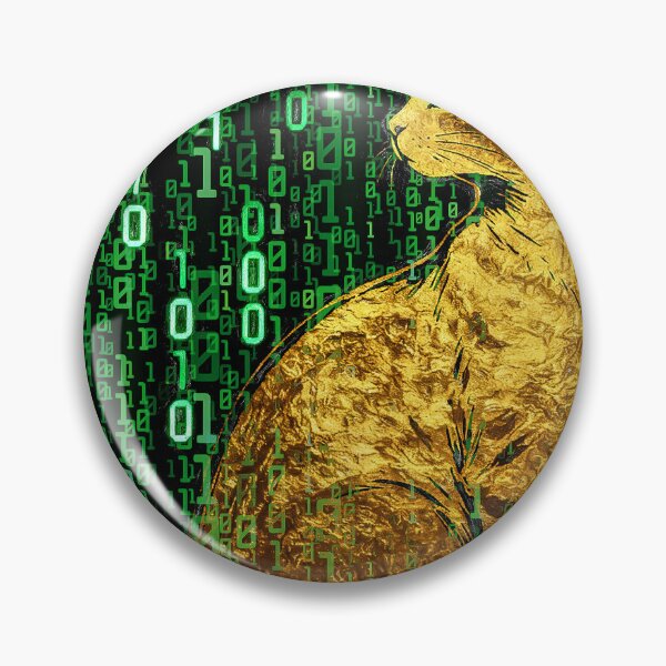 Item preview, Gold Leaf Matrix Cat - Cyberpunk Golden Tabby Digital Art designed and sold by Hen-C-Art.