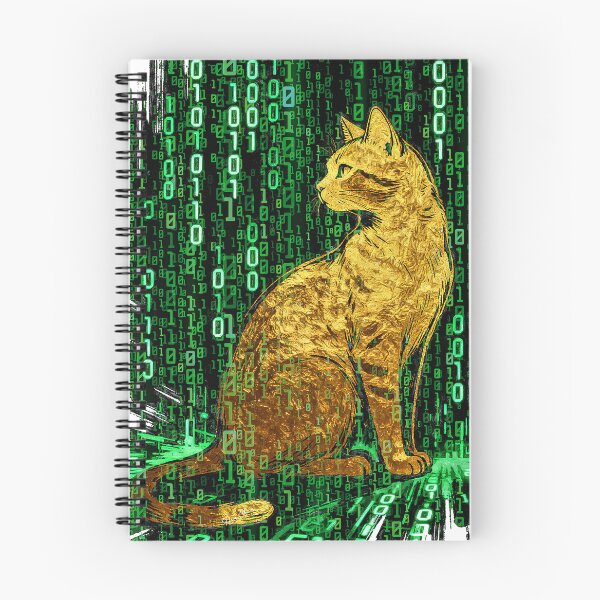Item preview, Gold Leaf Matrix Cat - Cyberpunk Golden Tabby Digital Art designed and sold by Hen-C-Art.