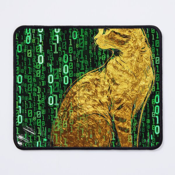 Item preview, Gold Leaf Matrix Cat - Cyberpunk Golden Tabby Digital Art designed and sold by Hen-C-Art.